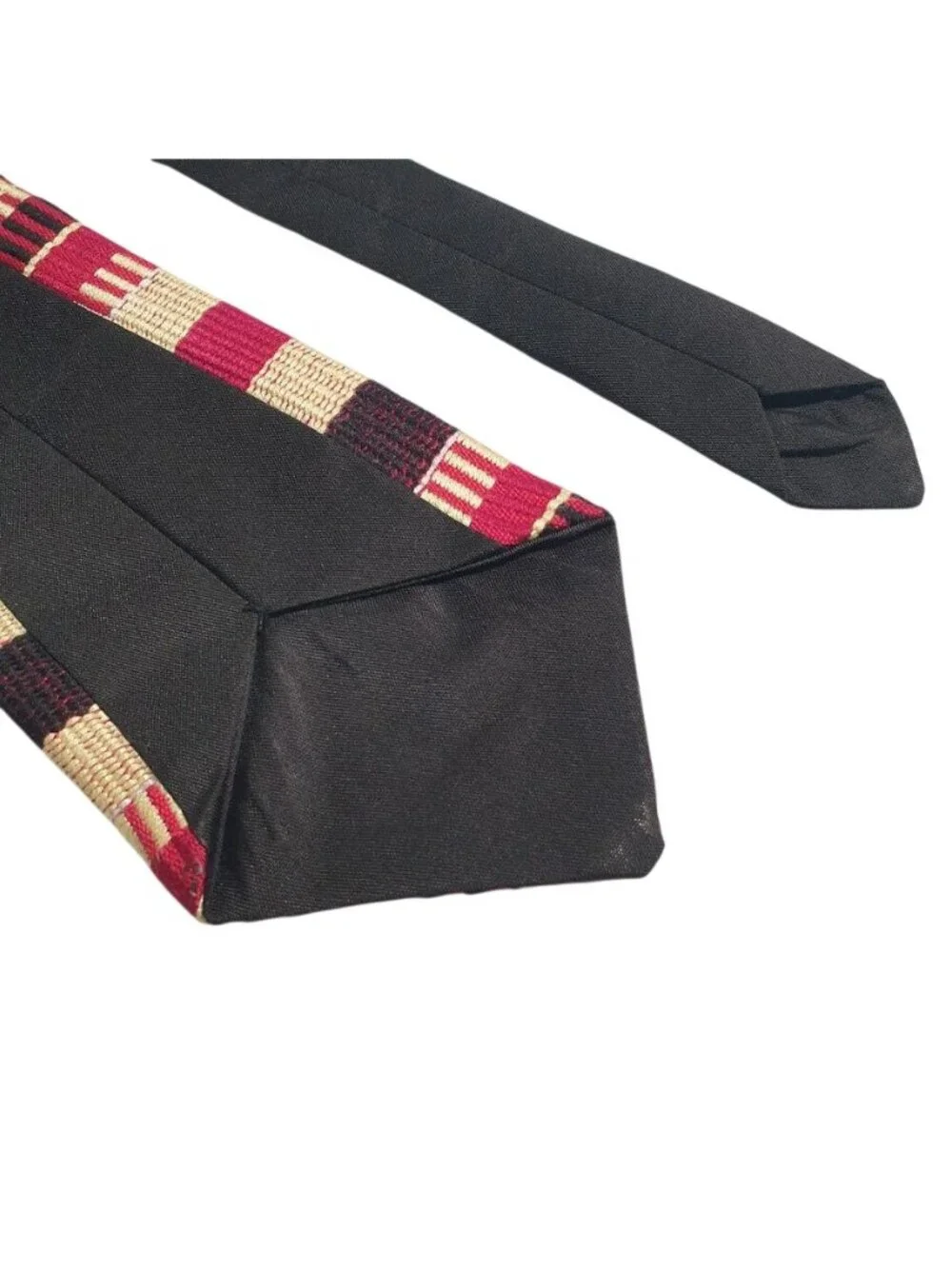 Red Beige Black Striped Men Tie Set Handmade Woven Pattern Neckties Vintage Gift